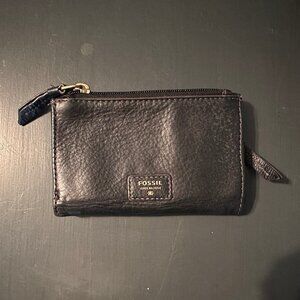 Fossil - Black Leather Folding Wallet